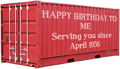 Shipping containers Birthday, 26 April 1956
